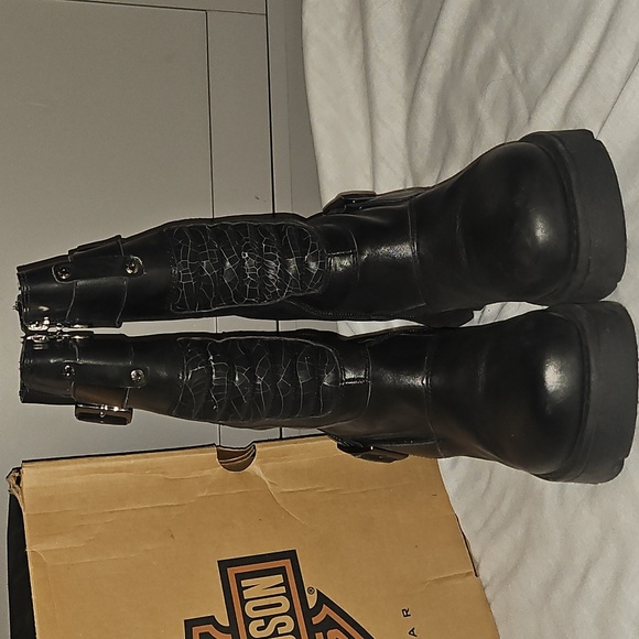 Harley-Davidson Women's Black Leather Boots Size 8 - Picture 2 of 16